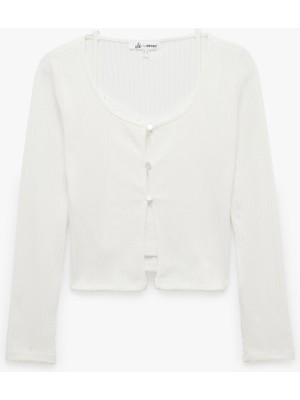 Koton Düğme Detaylı Uzun Kollu Slim Fit Tişört