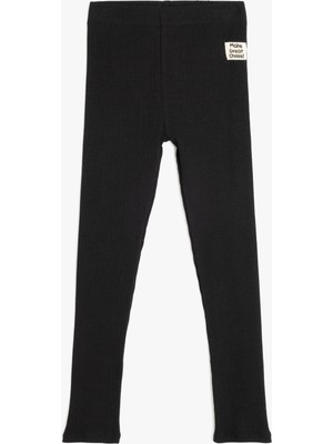 Koton Beli Lastikli Etiket Detaylı Pamuklu Basic Tayt