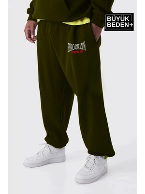 Erkek Büyük Beden Paça Lastikli Buyuk Brooklyn Baskılı Ince Eşofman Altı  SPR24BEA49