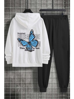 Uygun Tarz Unisex Kelebek Baskılı Eşofman Takımı
