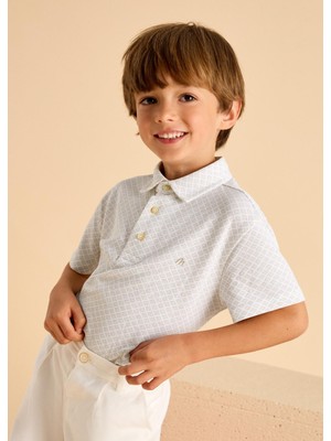 Mayoral Erkek Çocuk Baskılı Yakalı Tshirt Bej