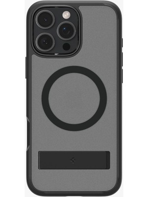Spigen Apple iPhone 16 Pro ile Uyumlu ince MagSafe Kılıf Ultra Hybrid S Metal Stand'lı Sararmaya Dayanıklı DuraClear™ Hava Kanalı Teknolojisi™ Askeri Sınıf Koruma Frost Black Mat Kapak - ACS08379
