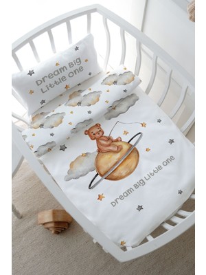 Tuğba Kuğu Park Yatak Nevresim Takımı (80 x 120) - Pure Baby Serisi - Yıldız Tutan Ayı