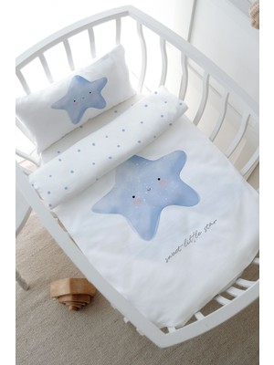 Tuğba Kuğu Park Yatak Nevresim Takımı (80 x 120) - Pure Baby Serisi - Pofuduk Mavi Yıldız