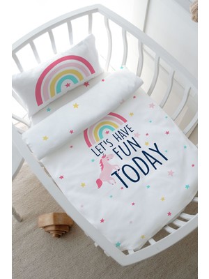 Tuğba Kuğu Park Yatak Nevresim Takımı (80 x 120) - Pure Baby Serisi - Unicorn Fun