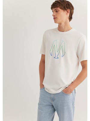 Mavi Mavi Logo Baskılı Ekru Tişört 0610635-70057