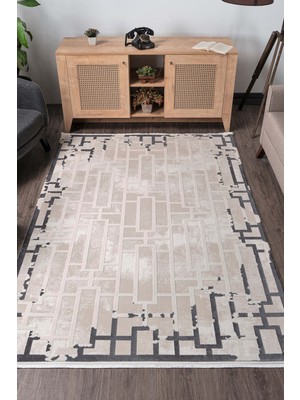 Kreasyon Halı Elkenz 7560 Ekru Uzun Ömürlü Yumuşak Dokulu Salon Mutfak Koridor Oturma Odası Yolluk Halı