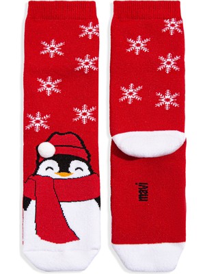 Mavi Yılbaşı Temalı Kırmızı Çorap 1912193-32421