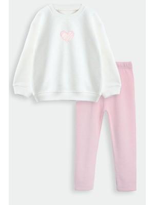 Markoll 1-5 Yaş Kalp Baskılı Sweatshirt Taytlı Alt-Üst Takım