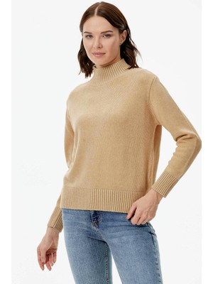 Sementa Yarım Balıkçı Sim Detaylı Triko Kazak - Somon