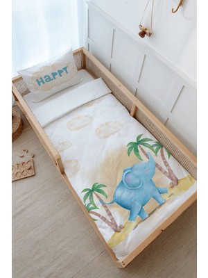 Tuğba Kuğu Montessori Nevresim Takımı (100 x 200) - Pure Baby Serisi - Sevimli Fil