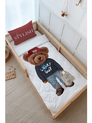 Tuğba Kuğu Montessori Nevresim Takımı (100 x 200) - Pure Baby Serisi - Sportmen Ayıcık