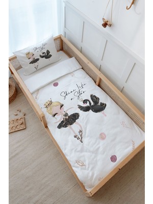 Tuğba Kuğu Montessori Nevresim Takımı (100 x 200) - For Baby Serisi - Siyah Tütülü Balerin ve Kuğu