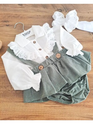 Melinda Kız Bebek Salopet Özel Gün Doğum Günü Vintage Takım