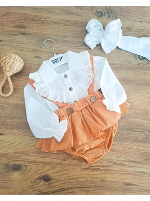 Melinda Kız Bebek Salopet Özel Gün Doğum Günü Vintage Takım