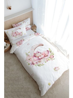 Tuğba Kuğu Tek Kişilik Nevresim Takımı (160X220) - For Baby Serisi - Ayda Uyuyan Unicorn