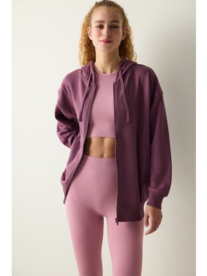 Penti Mürdüm Oversize Kapüşonlu ve Fermuarlı Hoodie