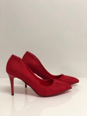 Hayy Shoes Kırmızı Süet Stiletto Topuklu Ayakkabı