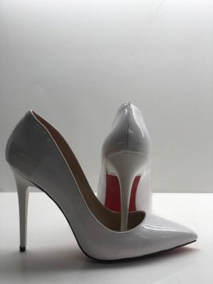Hayy Shoes Beyaz Rugan Stiletto Topuklu Ayakkabı