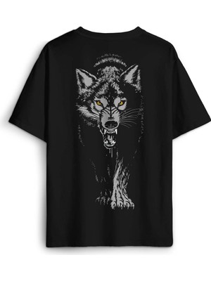 Bozkurt Kurt Kafası Wolf Gri Bozkurt Sırt Ön Baskılı Oversize Tişört Unisex T-Shirt