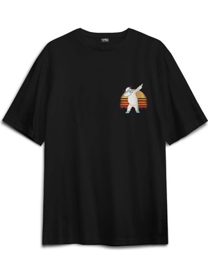 Yeti Dans Dabbing Kocaayak Funny Dance Sırt Ön Baskılı Oversize Tişört Unisex T-Shirt