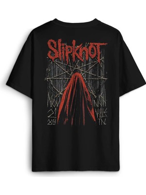 Slipknot Metal Müzik Rock Music Sırt Ön Baskılı Oversize Tişört Unisex T-Shirt