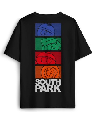 South Park Kenny Cartman Kyle Stan Dizi Film Sırt Ön Baskılı Oversize Tişört Unisex T-Shirt