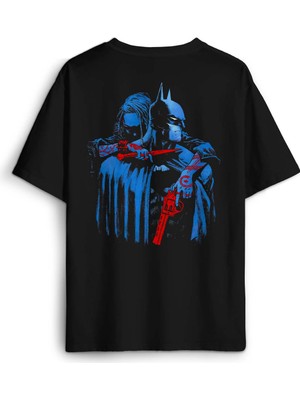 Batman Joker Kara Şovalye Dark Knight Film Sırt Ön Baskılı Oversize Tişört Unisex T-Shirt
