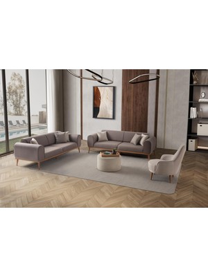Edsy Home Rebull 3+3+1+1 Koltuk Takımı Kahverengi + Sütlü Kahve