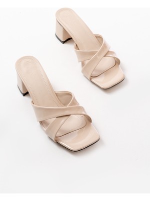 Marina Rosse Kadın Dionis Bej Rugan Topuklu Terlik