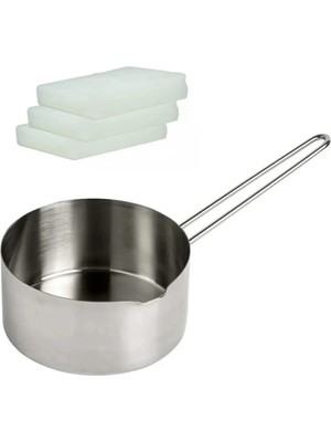 Mum Eritme Kabı 750 ml ve Katı Parafin 500 G Seti Eritme Benmari Kabı 500 ml Mum Yapımı Çelik