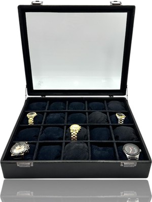 Dijital Çarşı Diji 20'li Saat Kutusu Saat Çantası Siyah Içi Siyah Babalar Günü Yıl Dönemi Hediyelik