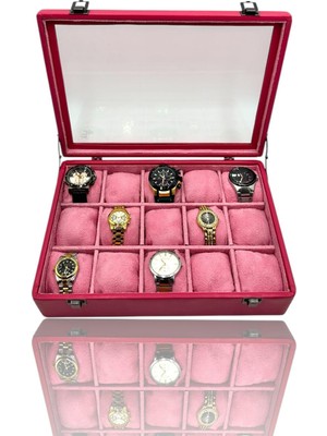 Dijital Çarşı Diji 15'li Saat Kutusu Saat Çantası Pembe Içi Pembe Anneler Günü Hediyelik Sevgililer Günü