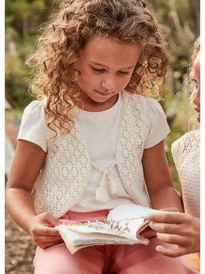 Mayoral Kız Çocuk Yelekli Tshirt Krem