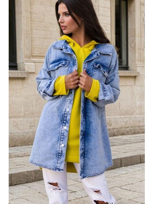 Kar Yıkama, Uzun, Salaş Kesimli Kot Ceket