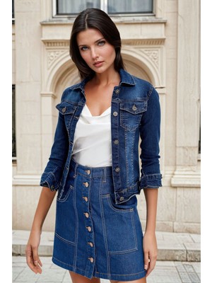 New Laviva Mavi Cep Detaylı, Klasik Kesim, Kot Ceket