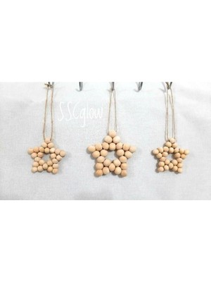 Dekoratif Ahşap Boncuklu Yıldız 3'lü Set