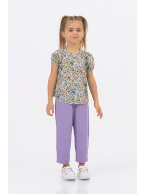Harika Kids Kız Çocuk Dokuma Üst Keten Pantalon Model Alt-Üst Takım