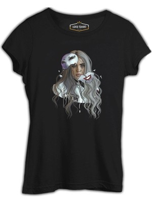 Billie Eilish - Mask Siyah Kadın Tshirt