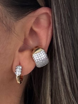Bijux By Mrv Özel Seri Taşlı Kalın Halka Earcuff (Kıkırdak Küpesi)