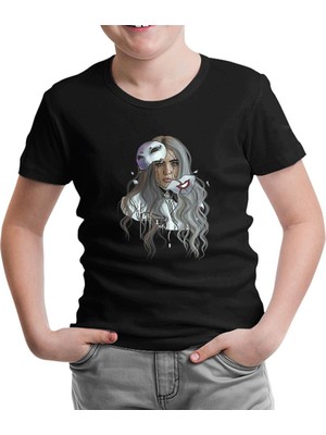 Billie Eilish - Mask Siyah Çocuk Tshirt