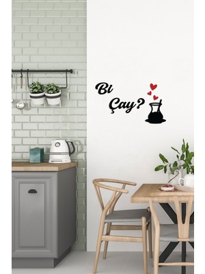 Bi Çay Dekoratif Ahşap Duvar Dekoru - Ev Süsü - Çay Köşesi - Duvar Dekorasyon