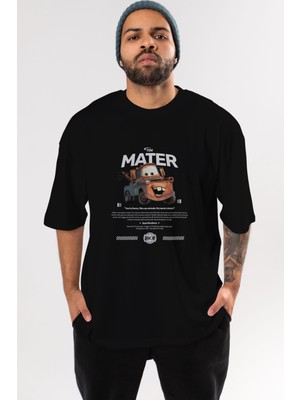 Ankhises Tow Mater Ön Baskılı Oversize T-Shirt Erkek Kadın Unisex %100 Pamuk Bisiklet Yaka Tişort