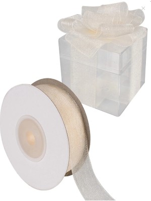 İpek Hobi Krem   Organze 0,6 mm Kurdela 25 Metre