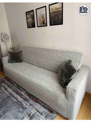 BAQDO Düz Jakarlı 3 Kişilik krem Kanepe Örtüsü | Lastikli Koltuk Örtüsü |çekyat Örtüsü| koltuk kılıfı