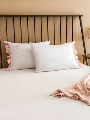 Lc Waikiki Lcw Home Beyaz Fiyonk Nakışlı Yastık Kılıfı 2'li 50X70 cm