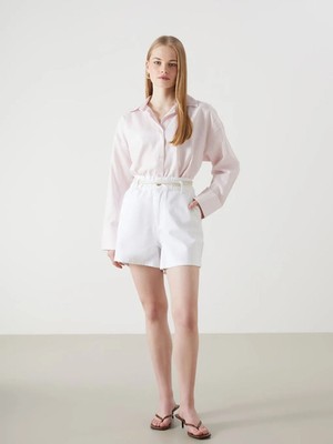 Lc Waikiki Lcw Vision Pembe Çizgili Oversize Oxford Kadın Gömlek T T