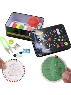 Neler Geldi Neler Metal Kutulu Dikiş Seti  Dikiş Takımı Iğne Iplik Kanca Düğme Seti