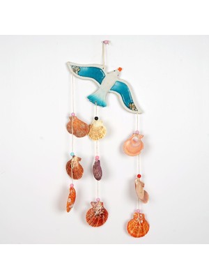 Uçan Martı Deniz Kabuklu, Boncuklu, Dekoratif Aksesuar Duvar Süsü, Balkon Süsü, Bahçe Süsü DS1023