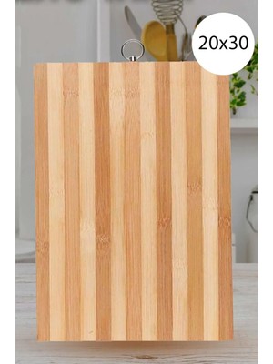 Bambu Antibakteriyel Tekli Çizgili Kesme Tahtası Kesim Panosu Ekmek Tahtası